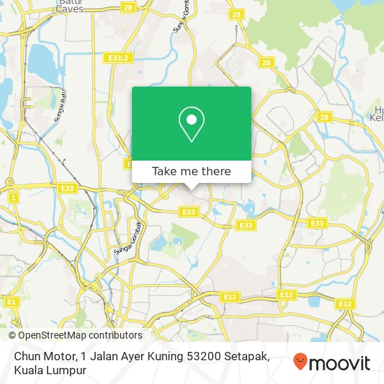 Peta Chun Motor, 1 Jalan Ayer Kuning 53200 Setapak