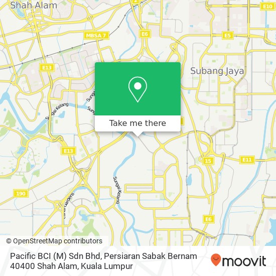 Pacific BCI (M) Sdn Bhd, Persiaran Sabak Bernam 40400 Shah Alam map