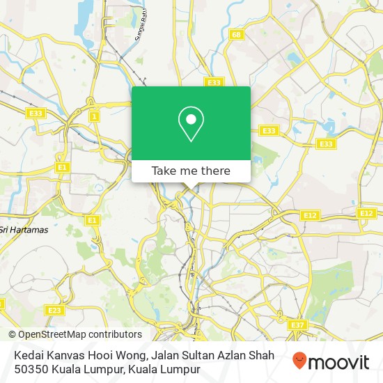 Peta Kedai Kanvas Hooi Wong, Jalan Sultan Azlan Shah 50350 Kuala Lumpur