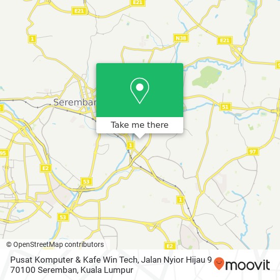 Pusat Komputer & Kafe Win Tech, Jalan Nyior Hijau 9 70100 Seremban map