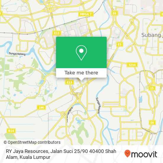 Peta RY Jaya Resources, Jalan Suci 25 / 90 40400 Shah Alam