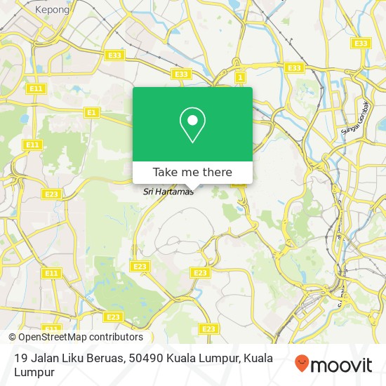 19 Jalan Liku Beruas, 50490 Kuala Lumpur map