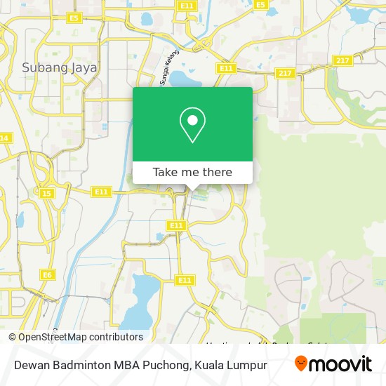 Dewan Badminton MBA Puchong map