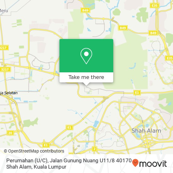 Peta Perumahan (U / C), Jalan Gunung Nuang U11 / 8 40170 Shah Alam