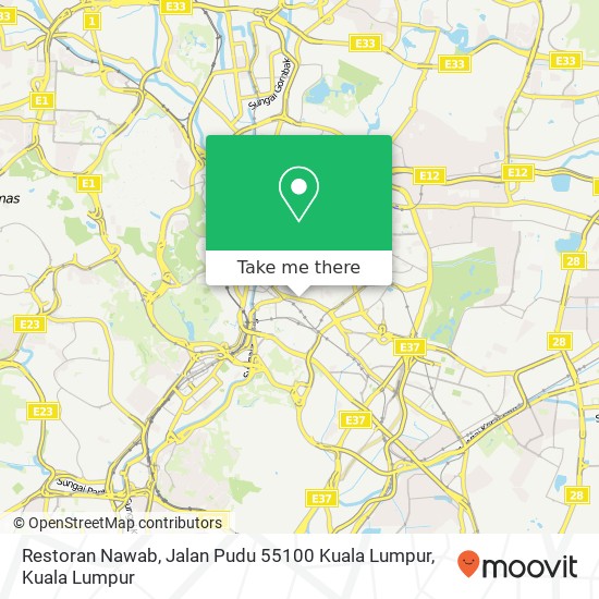Peta Restoran Nawab, Jalan Pudu 55100 Kuala Lumpur