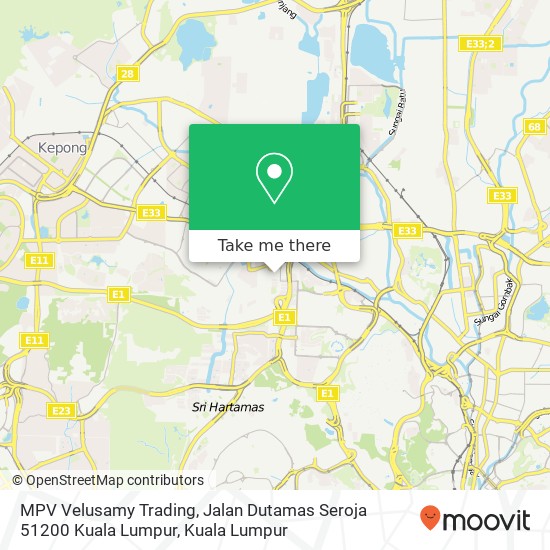 MPV Velusamy Trading, Jalan Dutamas Seroja 51200 Kuala Lumpur map