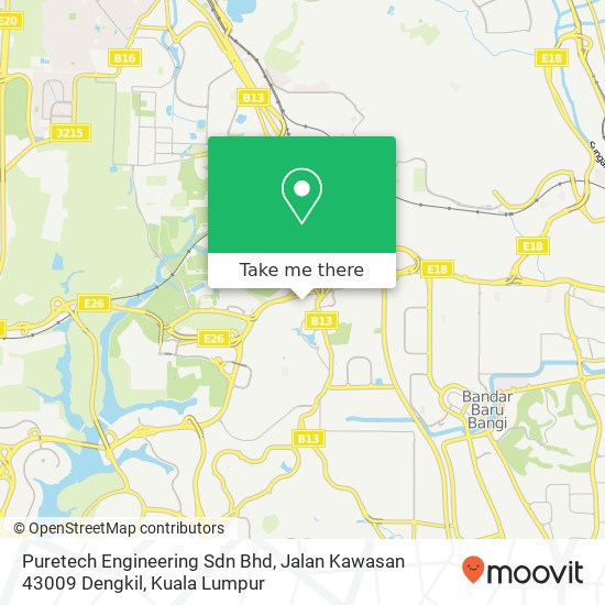 Peta Puretech Engineering Sdn Bhd, Jalan Kawasan 43009 Dengkil