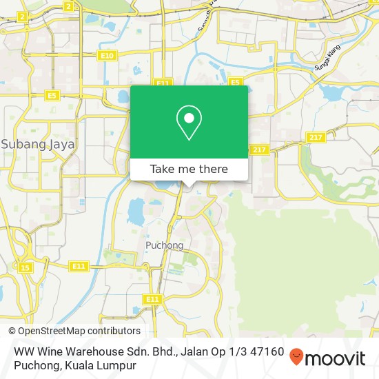 Peta WW Wine Warehouse Sdn. Bhd., Jalan Op 1 / 3 47160 Puchong