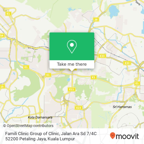 Famili Clinic Group of Clinic, Jalan Ara Sd 7 / 4C 52200 Petaling Jaya map