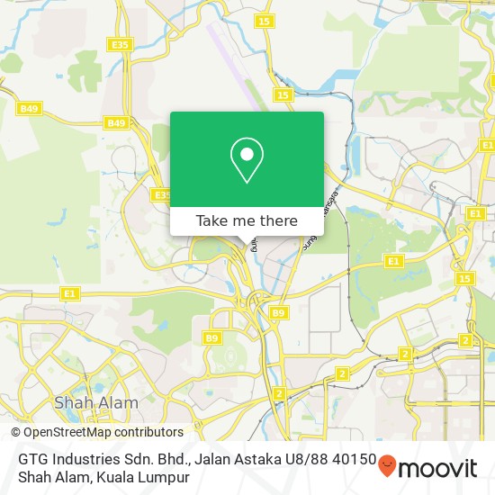 Peta GTG Industries Sdn. Bhd., Jalan Astaka U8 / 88 40150 Shah Alam