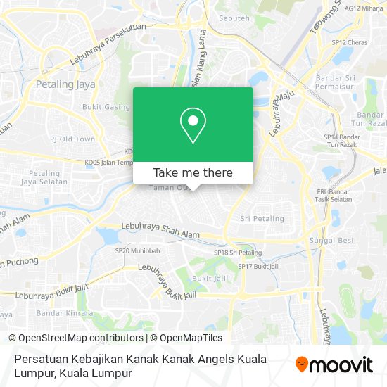 Peta Persatuan Kebajikan Kanak Kanak Angels Kuala Lumpur
