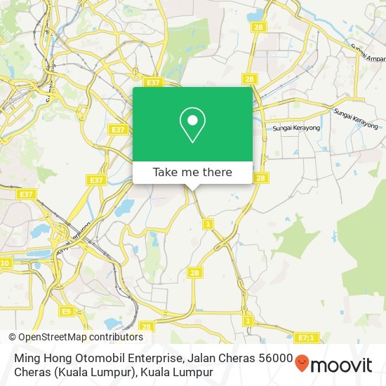 Peta Ming Hong Otomobil Enterprise, Jalan Cheras 56000 Cheras (Kuala Lumpur)