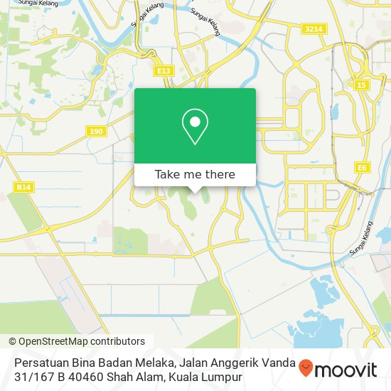 Peta Persatuan Bina Badan Melaka, Jalan Anggerik Vanda 31 / 167 B 40460 Shah Alam