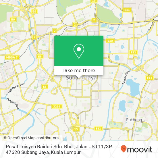 Peta Pusat Tuisyen Baiduri Sdn. Bhd., Jalan USJ 11 / 3P 47620 Subang Jaya