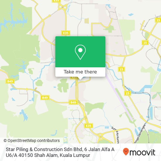 Peta Star Piling & Construction Sdn Bhd, 6 Jalan Alfa A U6 / A 40150 Shah Alam