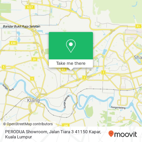 Peta PERODUA Showroom, Jalan Tiara 3 41150 Kapar