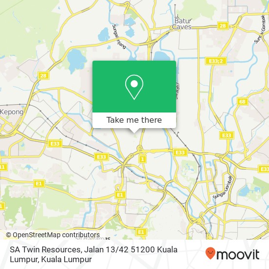 Peta SA Twin Resources, Jalan 13 / 42 51200 Kuala Lumpur