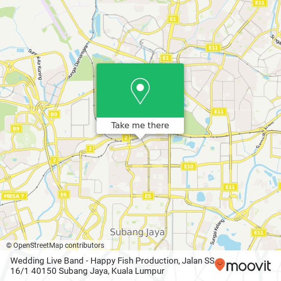 Peta Wedding Live Band - Happy Fish Production, Jalan SS 16 / 1 40150 Subang Jaya