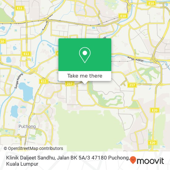 Peta Klinik Daljeet Sandhu, Jalan BK 5A / 3 47180 Puchong