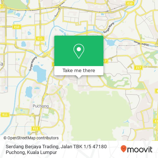 Peta Serdang Berjaya Trading, Jalan TBK 1 / 5 47180 Puchong