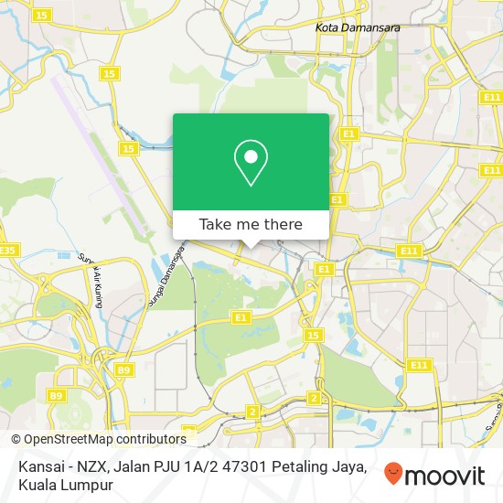 Peta Kansai - NZX, Jalan PJU 1A / 2 47301 Petaling Jaya