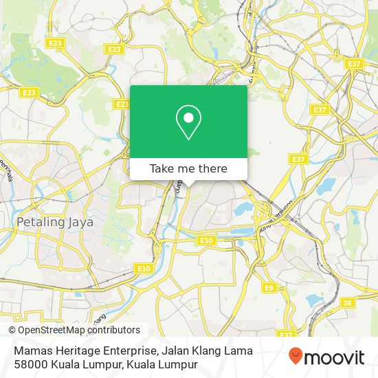 Peta Mamas Heritage Enterprise, Jalan Klang Lama 58000 Kuala Lumpur