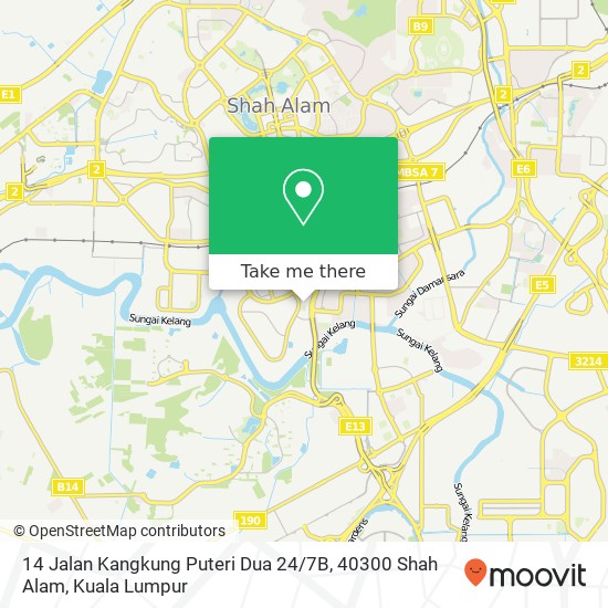 14 Jalan Kangkung Puteri Dua 24 / 7B, 40300 Shah Alam map