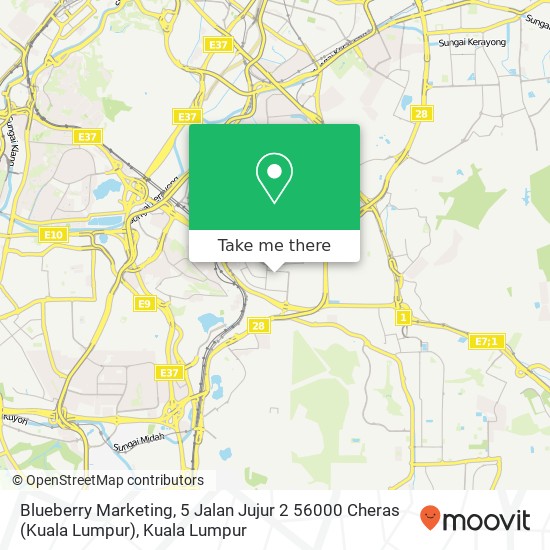 Peta Blueberry Marketing, 5 Jalan Jujur 2 56000 Cheras (Kuala Lumpur)