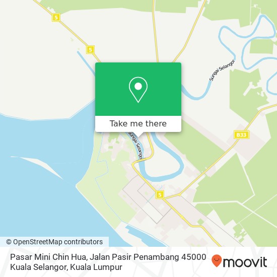 Peta Pasar Mini Chin Hua, Jalan Pasir Penambang 45000 Kuala Selangor