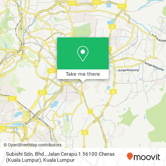 Subishi Sdn. Bhd., Jalan Cerapu 1 56100 Cheras (Kuala Lumpur) map