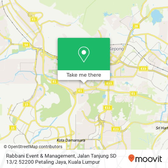 Rabbani Event & Management, Jalan Tanjung SD 13 / 2 52200 Petaling Jaya map