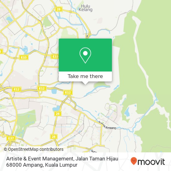 Peta Artiste & Event Management, Jalan Taman Hijau 68000 Ampang