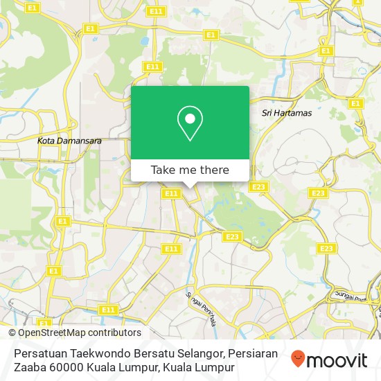 Peta Persatuan Taekwondo Bersatu Selangor, Persiaran Zaaba 60000 Kuala Lumpur