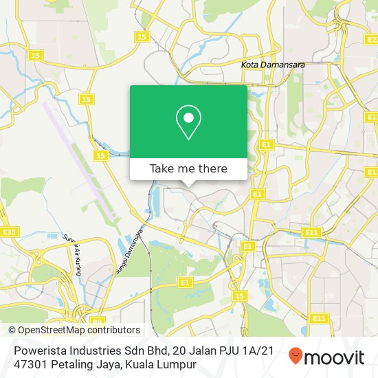 Peta Powerista Industries Sdn Bhd, 20 Jalan PJU 1A / 21 47301 Petaling Jaya