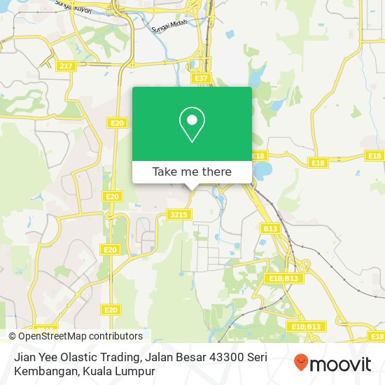 Peta Jian Yee Olastic Trading, Jalan Besar 43300 Seri Kembangan