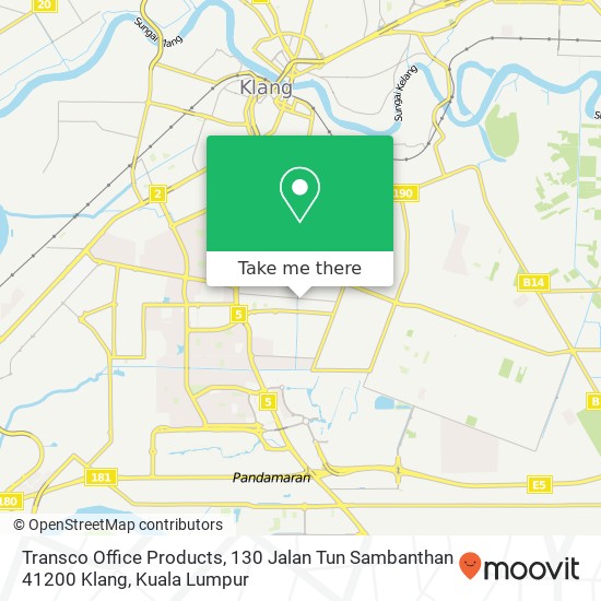 Peta Transco Office Products, 130 Jalan Tun Sambanthan 41200 Klang