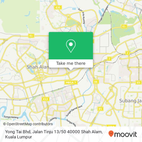 Yong Tai Bhd, Jalan Tinju 13 / 50 40000 Shah Alam map