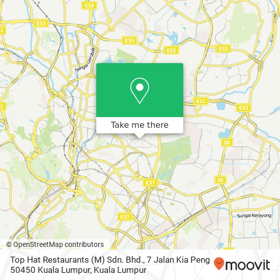 Peta Top Hat Restaurants (M) Sdn. Bhd., 7 Jalan Kia Peng 50450 Kuala Lumpur