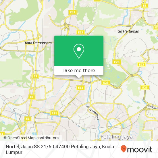 Peta Nortel, Jalan SS 21 / 60 47400 Petaling Jaya