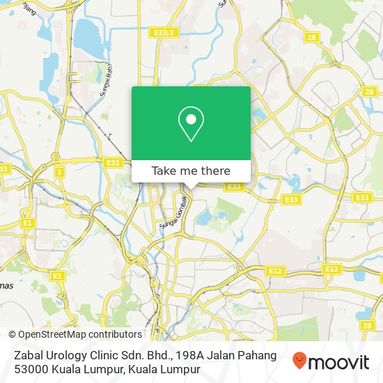 Peta Zabal Urology Clinic Sdn. Bhd., 198A Jalan Pahang 53000 Kuala Lumpur