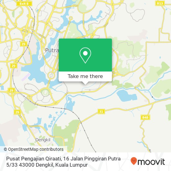 Peta Pusat Pengajian Qiraati, 16 Jalan Pinggiran Putra 5 / 33 43000 Dengkil