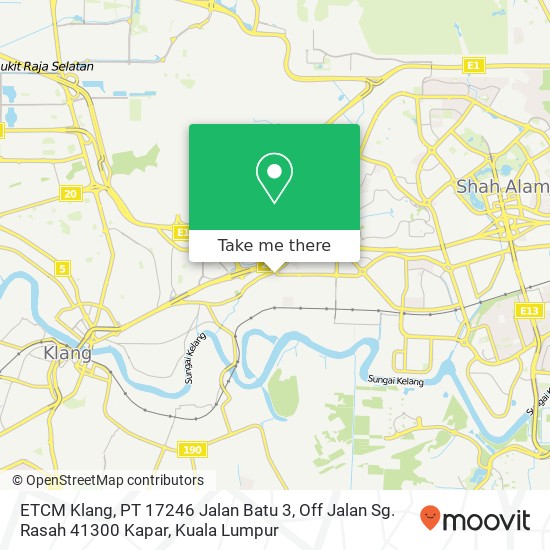 ETCM Klang, PT 17246 Jalan Batu 3, Off Jalan Sg. Rasah 41300 Kapar map