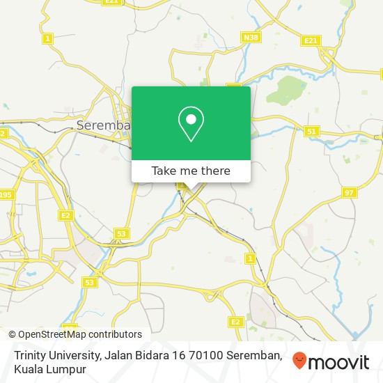 Trinity University, Jalan Bidara 16 70100 Seremban map