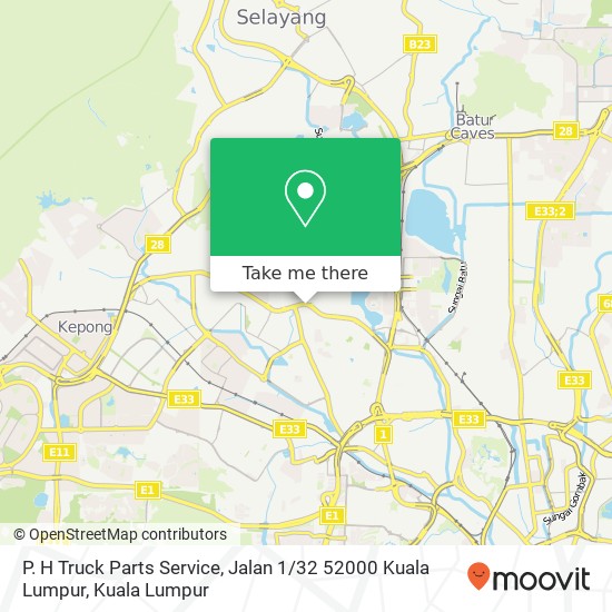 P. H Truck Parts Service, Jalan 1 / 32 52000 Kuala Lumpur map