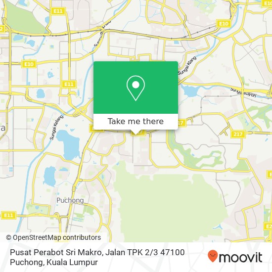 Peta Pusat Perabot Sri Makro, Jalan TPK 2 / 3 47100 Puchong