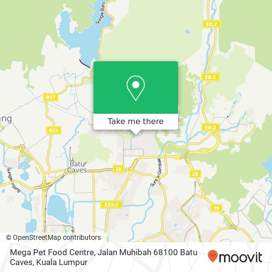 Peta Mega Pet Food Centre, Jalan Muhibah 68100 Batu Caves
