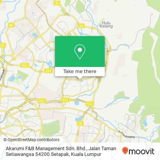 Peta Akarumi F&B Management Sdn. Bhd., Jalan Taman Setiawangsa 54200 Setapak