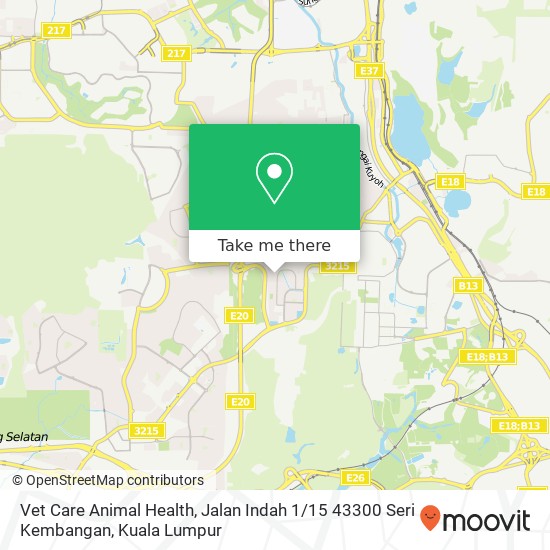 Peta Vet Care Animal Health, Jalan Indah 1 / 15 43300 Seri Kembangan