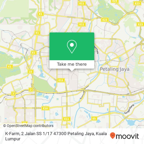 Peta K-Farm, 2 Jalan SS 1 / 17 47300 Petaling Jaya