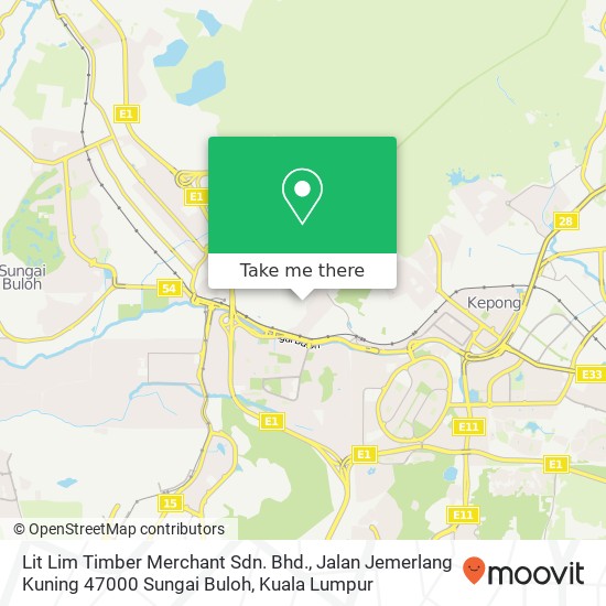 Peta Lit Lim Timber Merchant Sdn. Bhd., Jalan Jemerlang Kuning 47000 Sungai Buloh